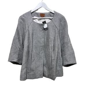 Lane Bryant Womens Plus Size 20 Gray Linen Blend Snap Front Jacket NEW